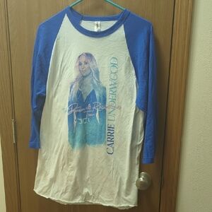 Blue and White Carrie Underwood Graphic Raglan Tee